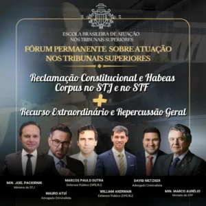 Reclamação Constitucional e Habeas Corpus no STJ e no STF Reclamação Constitucional e Habeas Corpus no STJ e no STF + Recurso Extraordinário e Repercussão Geral - Alimentação completa icluída: CAFÉ DA MANHÃ + ALMOÇO (entradas, pratos principais e sobremesa) + COFFEE BREAK + JANTAR (entradas, pratos principais e sobremesa) + bebidas não alcoólicas + MESA DE CAFÉ EXPRESSO + PETIT FOUR